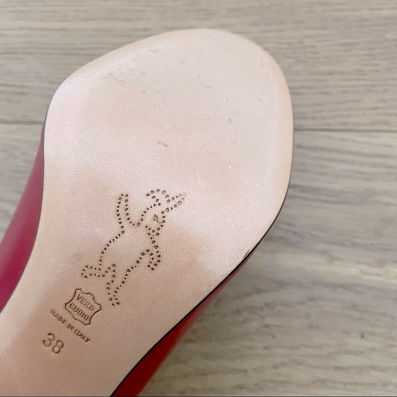 MARNI Red Fuoco Scarpa Goat Leather Pump IT38 - Picture 8 of 10